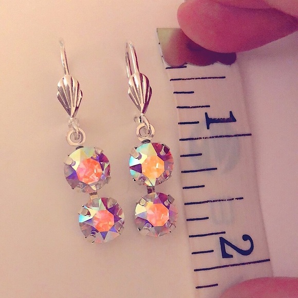 Aurora Borealis Crystal Drop Earrings - Picture 9 of 11